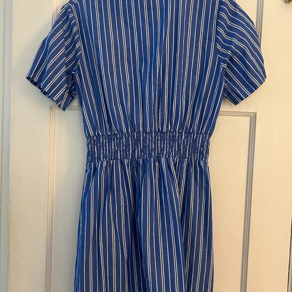 EVEREVE Blue White Striped Short Sleeve Delaney Dress Size Large - Picture 6 of 8